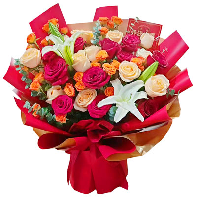 温州19朵玫瑰百合，爱情永不凋零
