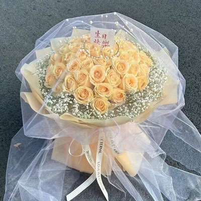 温州52朵香槟玫瑰满天星，你就是我的全部