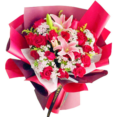 温州18朵红玫瑰百合，永远牵手到老