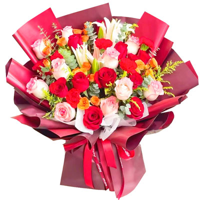 温州22朵玫瑰百合,追求真爱幸福